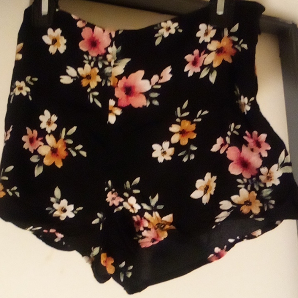 Forever 21, size small, black with yellow & pink shorts